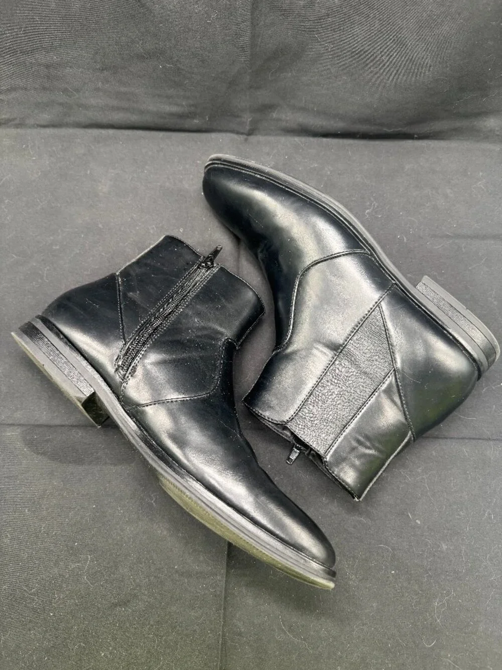 Vintage Black Alfani Men's Luxe Chelsea Side Zip Boots Size 8.5